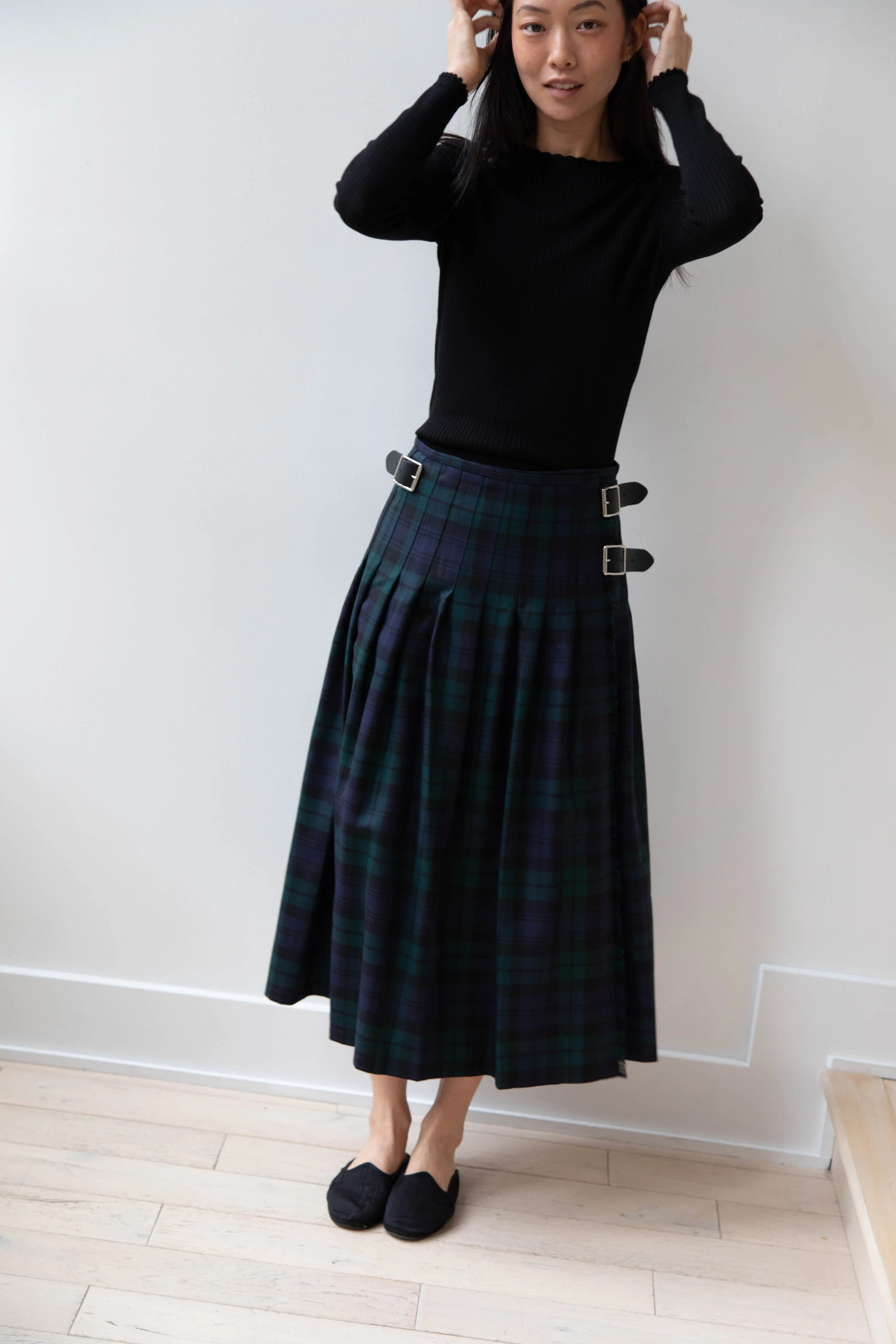 O'Neil of Dublin | Pleated Skirt in Black Watch