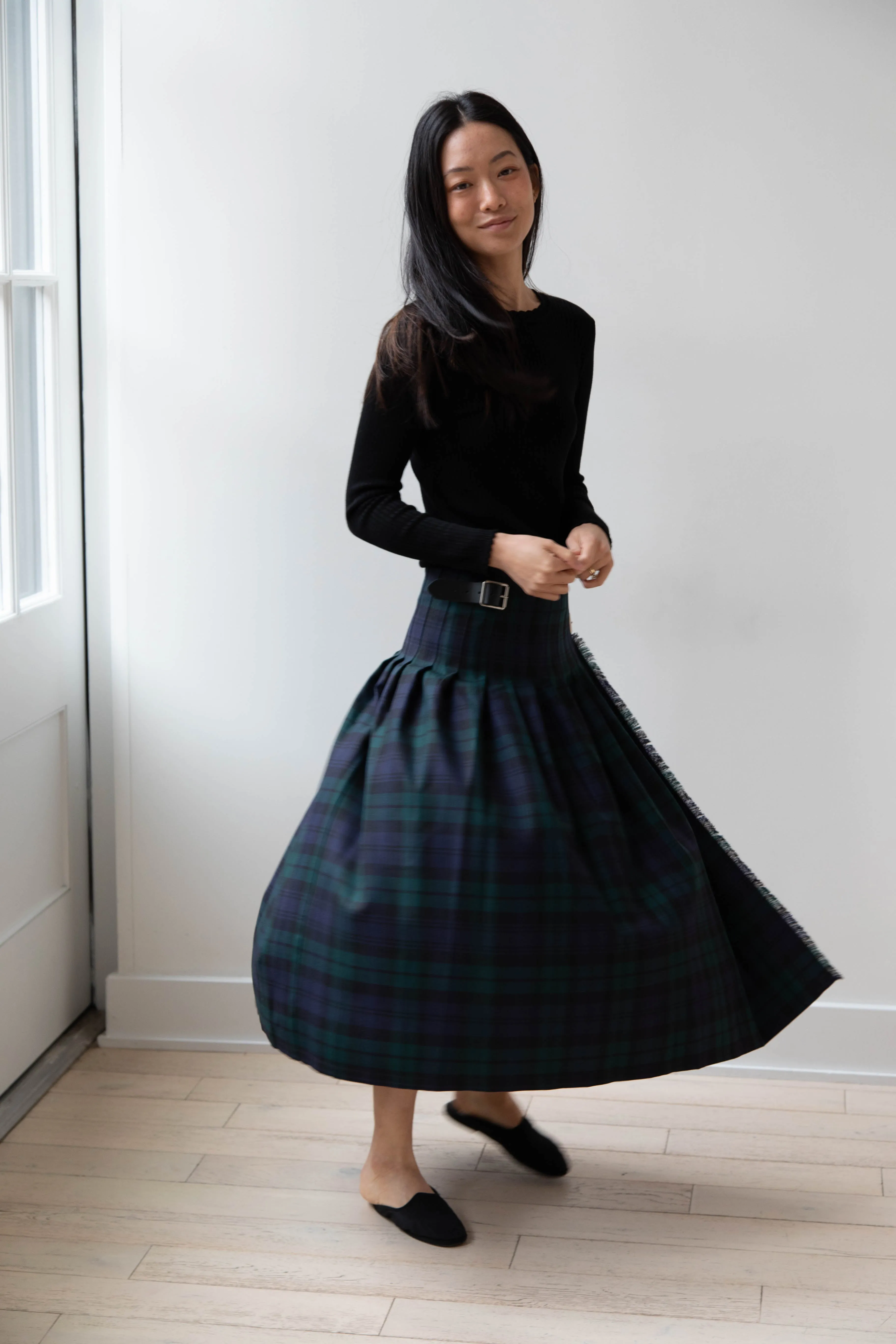 O'Neil of Dublin | Pleated Skirt in Black Watch