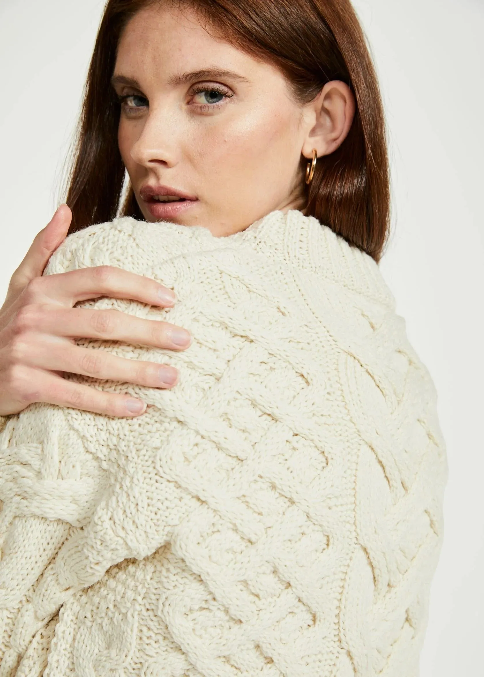 Oversized Aran Trellis Sweater | Natural - Clearance