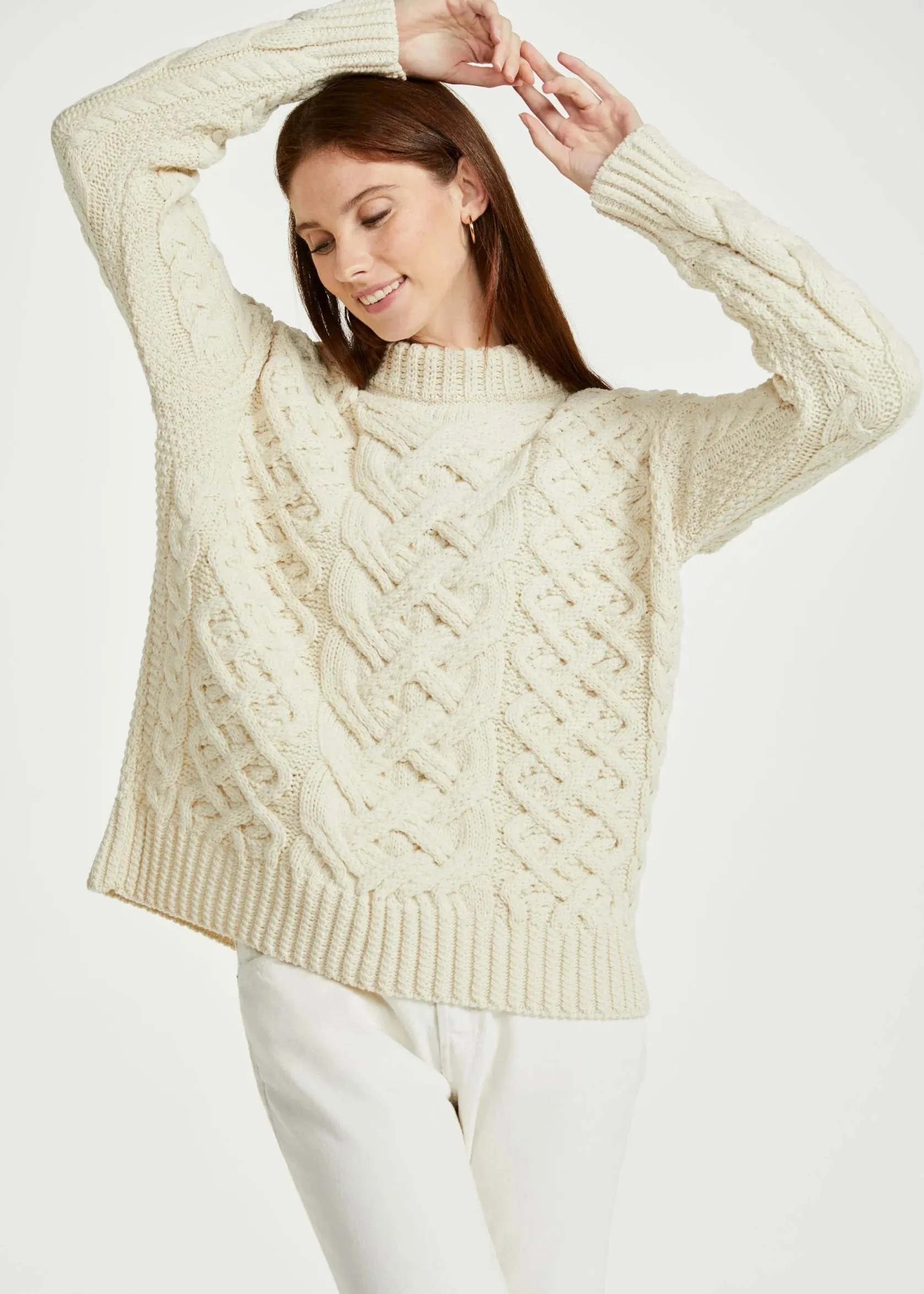 Oversized Aran Trellis Sweater | Natural - Clearance