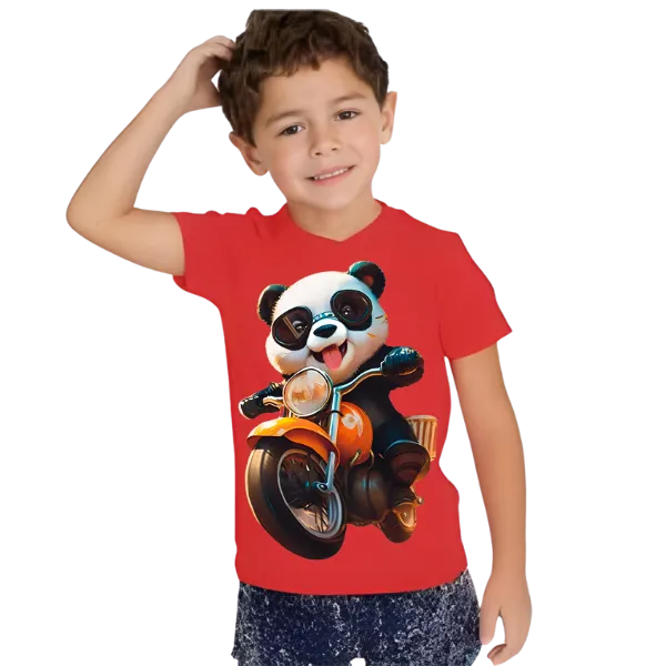 Panda Ride on Bike T Shirt For Kids