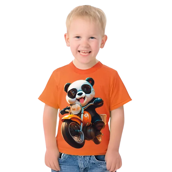 Panda Ride on Bike T Shirt For Kids