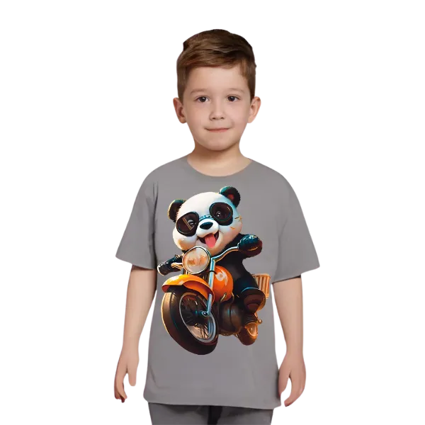 Panda Ride on Bike T Shirt For Kids