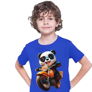 Panda Ride on Bike T Shirt For Kids