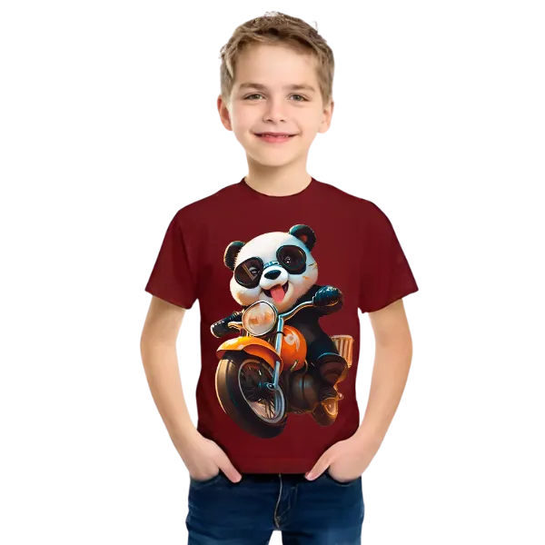 Panda Ride on Bike T Shirt For Kids