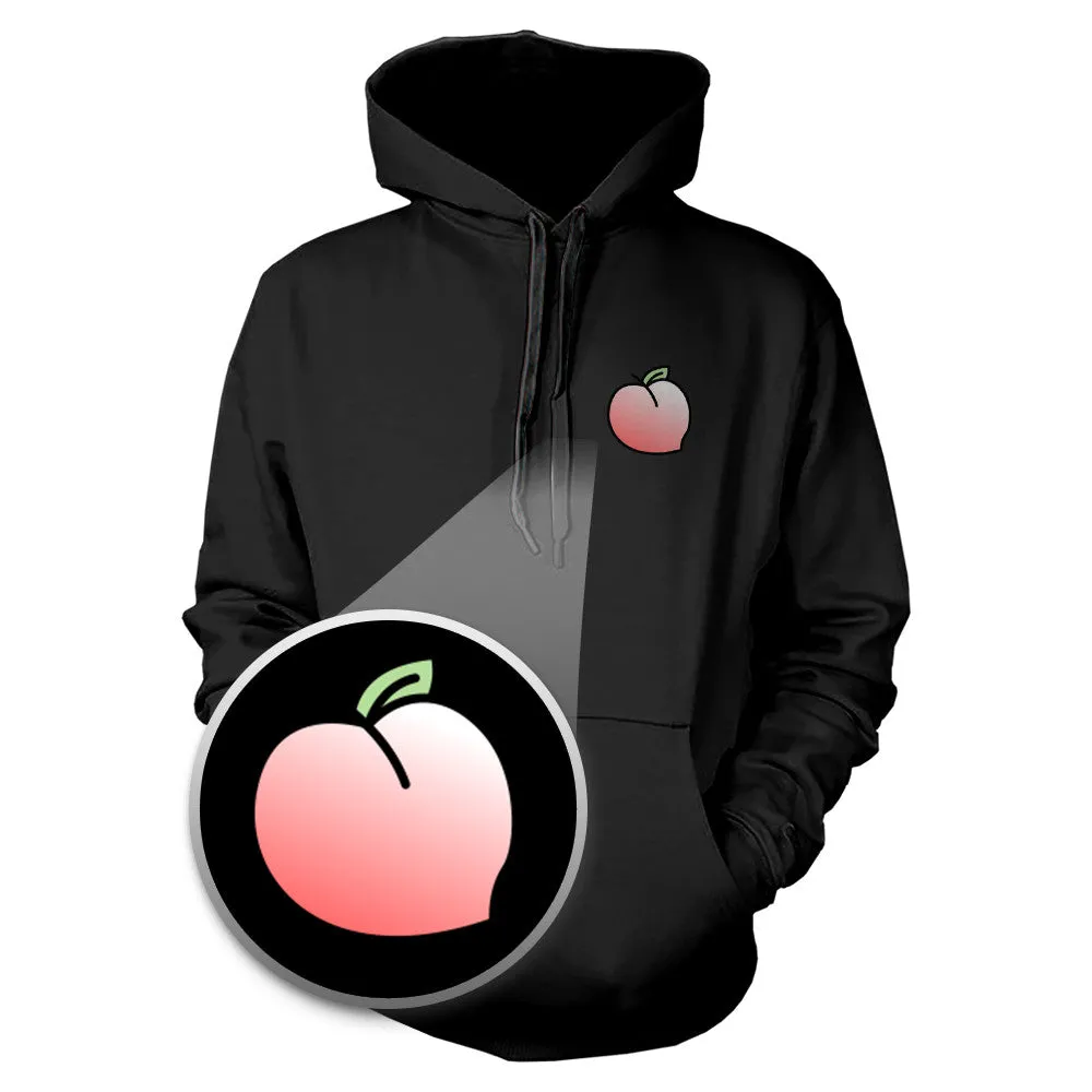 Peach Hoodie Pocket Print Warm Hooded Sweatshirt Graphic Sweater