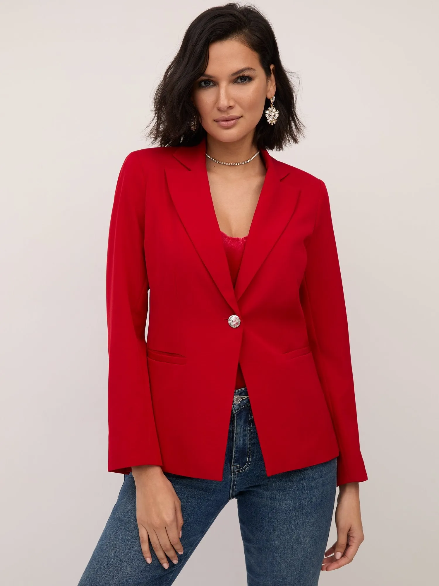 Rhinestone-Button Blazer