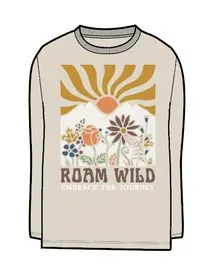 Roam Wild Recycled Cotton Oversized LS T-Shirt - Birch