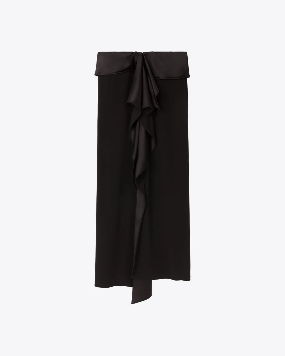 RUFFLED CREPE SKIRT - BLACK