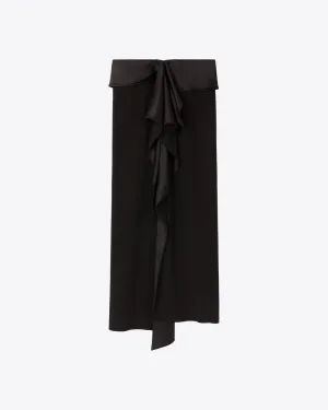 RUFFLED CREPE SKIRT - BLACK