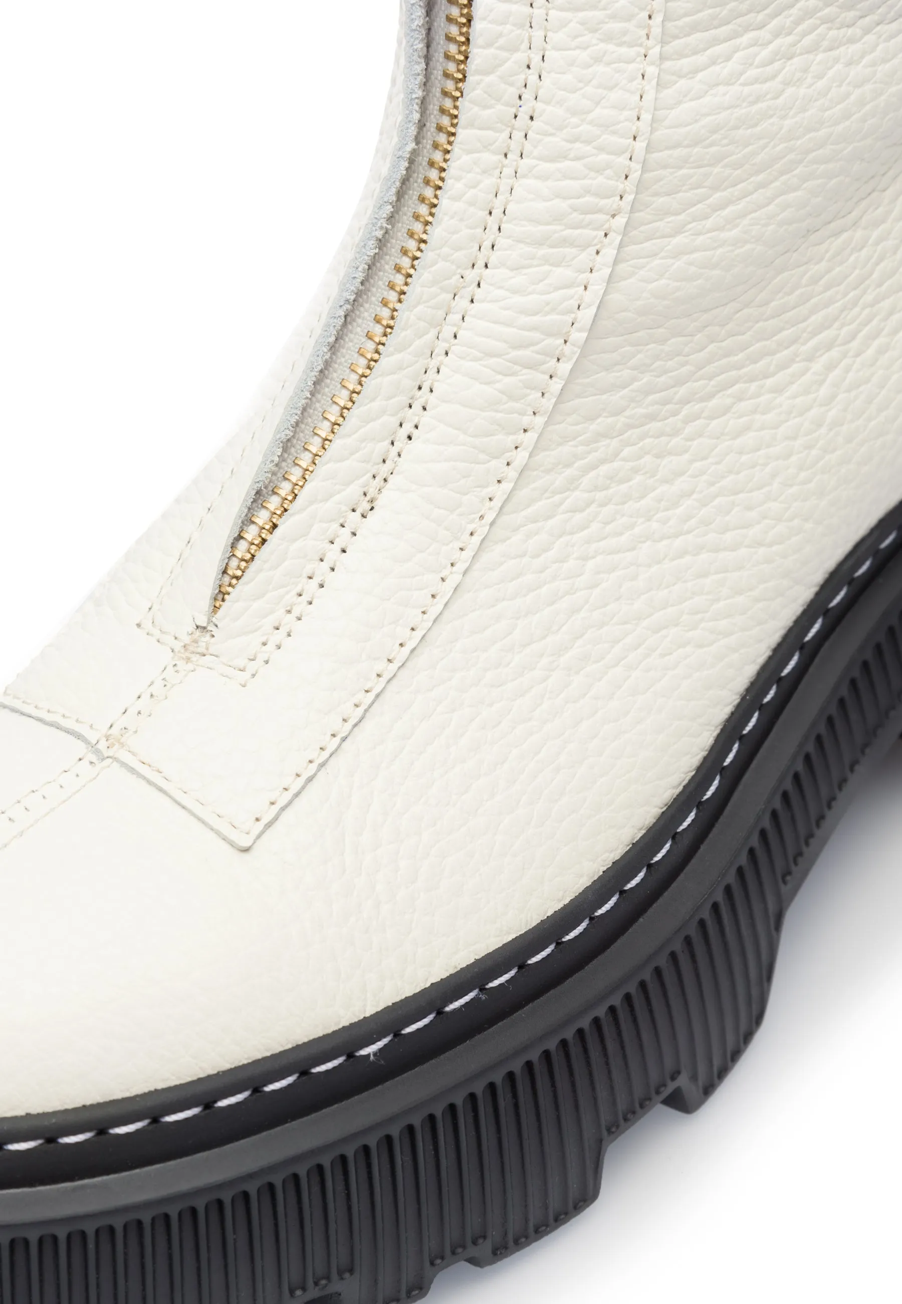 Shane Off White Front Zip Leather Boots