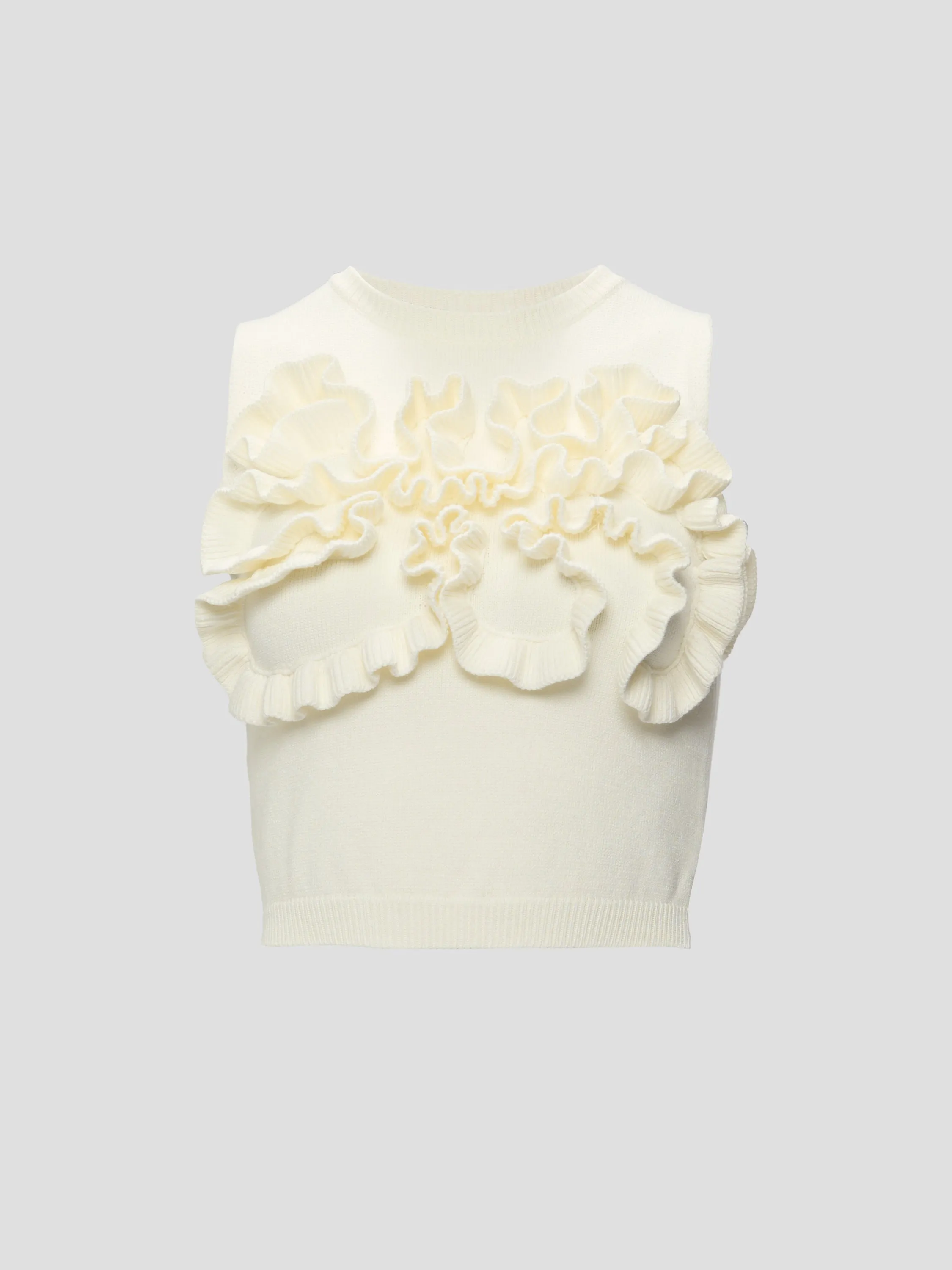 Sleeveless Ruffle Detail Sweater