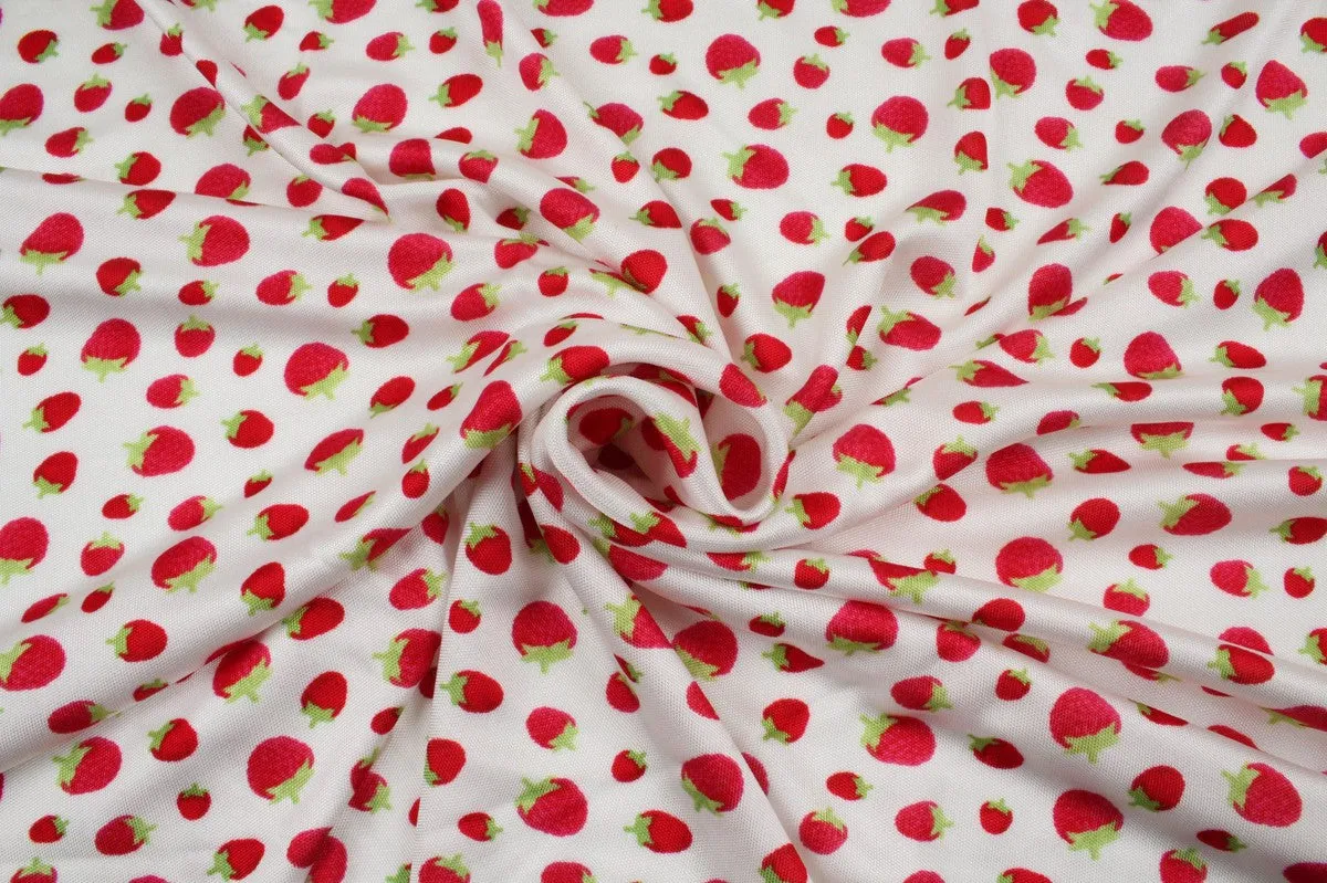 Soft Viscose Jersey - Strawberries Print