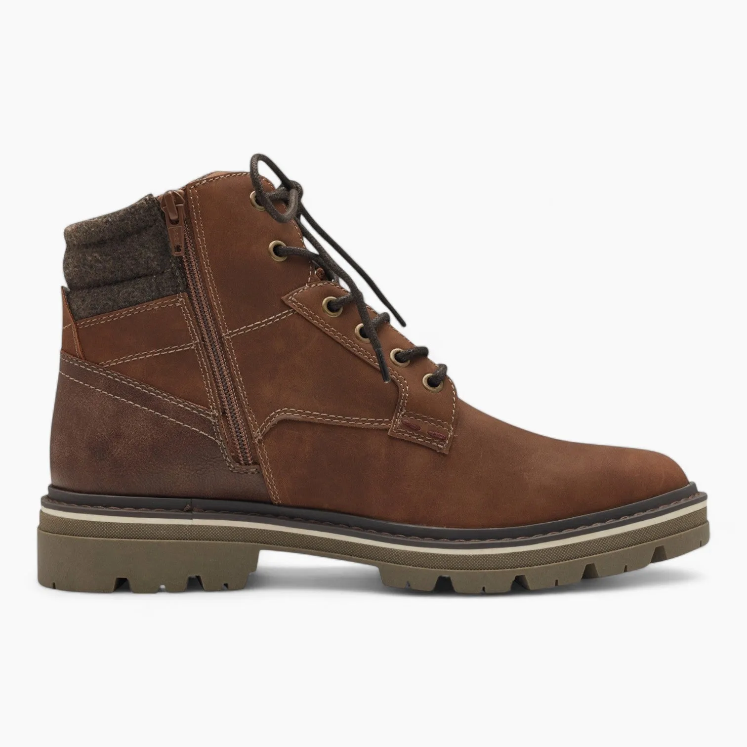 S.Oliver Men's Brown Lace-Up Boots with Thick Sole