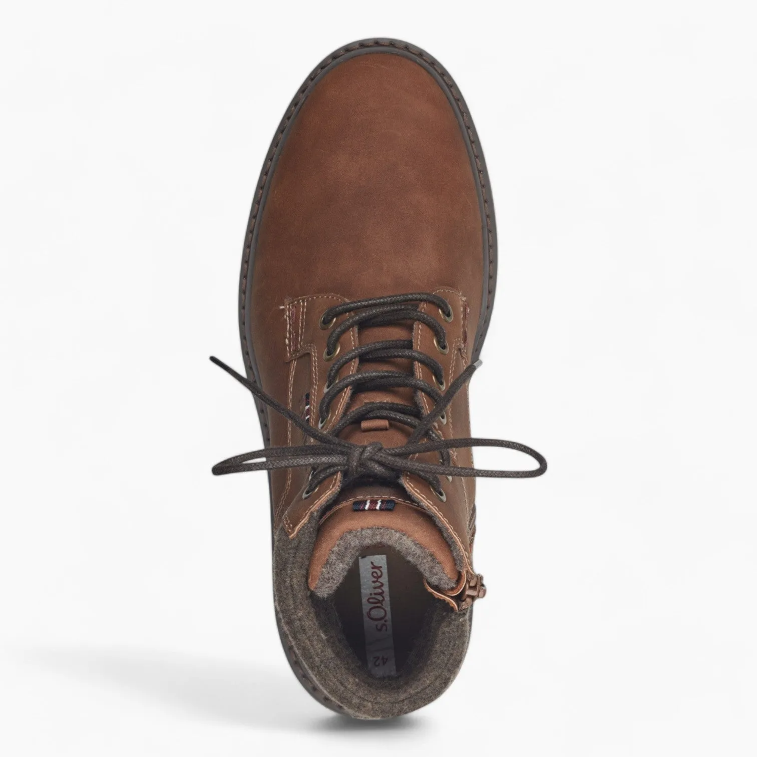 S.Oliver Men's Brown Lace-Up Boots with Thick Sole