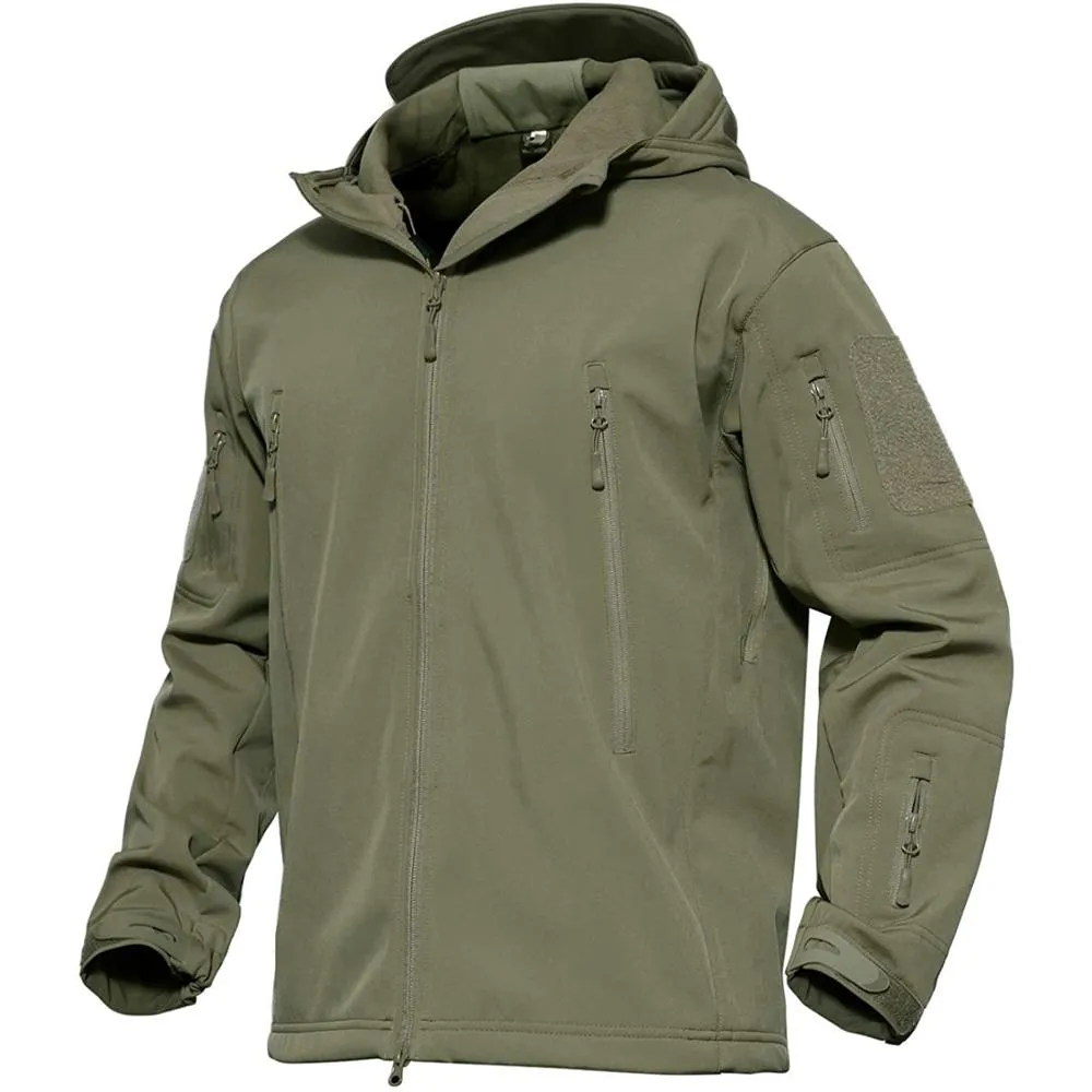 Tactical Jacket Men's Hooded Military Thermal Fleece Water Resistant Soft Shell Snow Ski Winter Coat Hiking Outdoors Outerwear