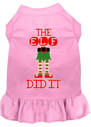 The Elf Did It Screen Print Dog Dress Light Pink Xs