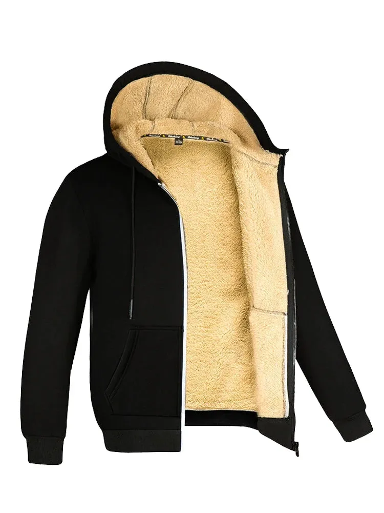 Thick Lambswool Fleece Hoodie Coat : Stylish Warm Jacket for Winter | Long Sleeve Casual Design for Men & Women - Perfect for Daily Wear & Gift