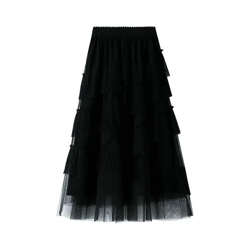 Vintage Skirt Fairy Style Asymmetrical Mesh