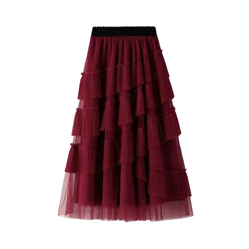 Vintage Skirt Fairy Style Asymmetrical Mesh