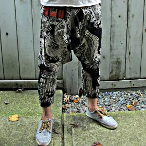 Waves Flower Koi (BLACK) Ninja Pants