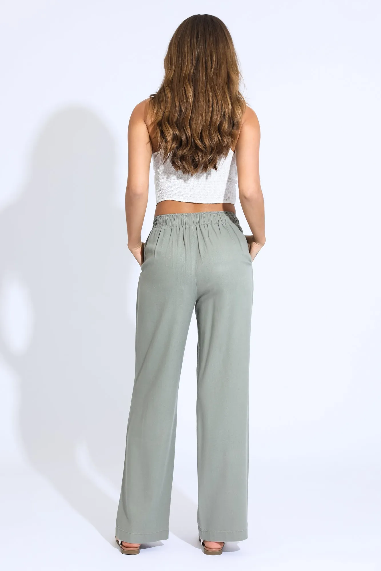 WIDE LEG BEACH PANT - DUSTY SAGE