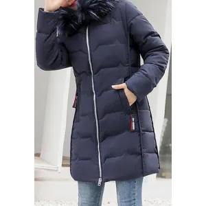 Women Long Zip Up Hooded Soft Padded Winter Jacket - WJC23743