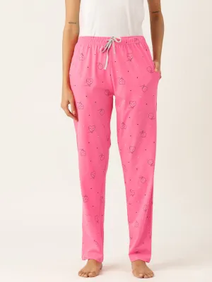 Women's Printed Cotton Pink Lounge Pants | LDLW-2321-1 |