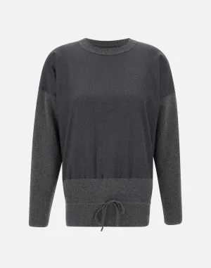 Wool Silk Cashmere Sweater in Smoky Grey