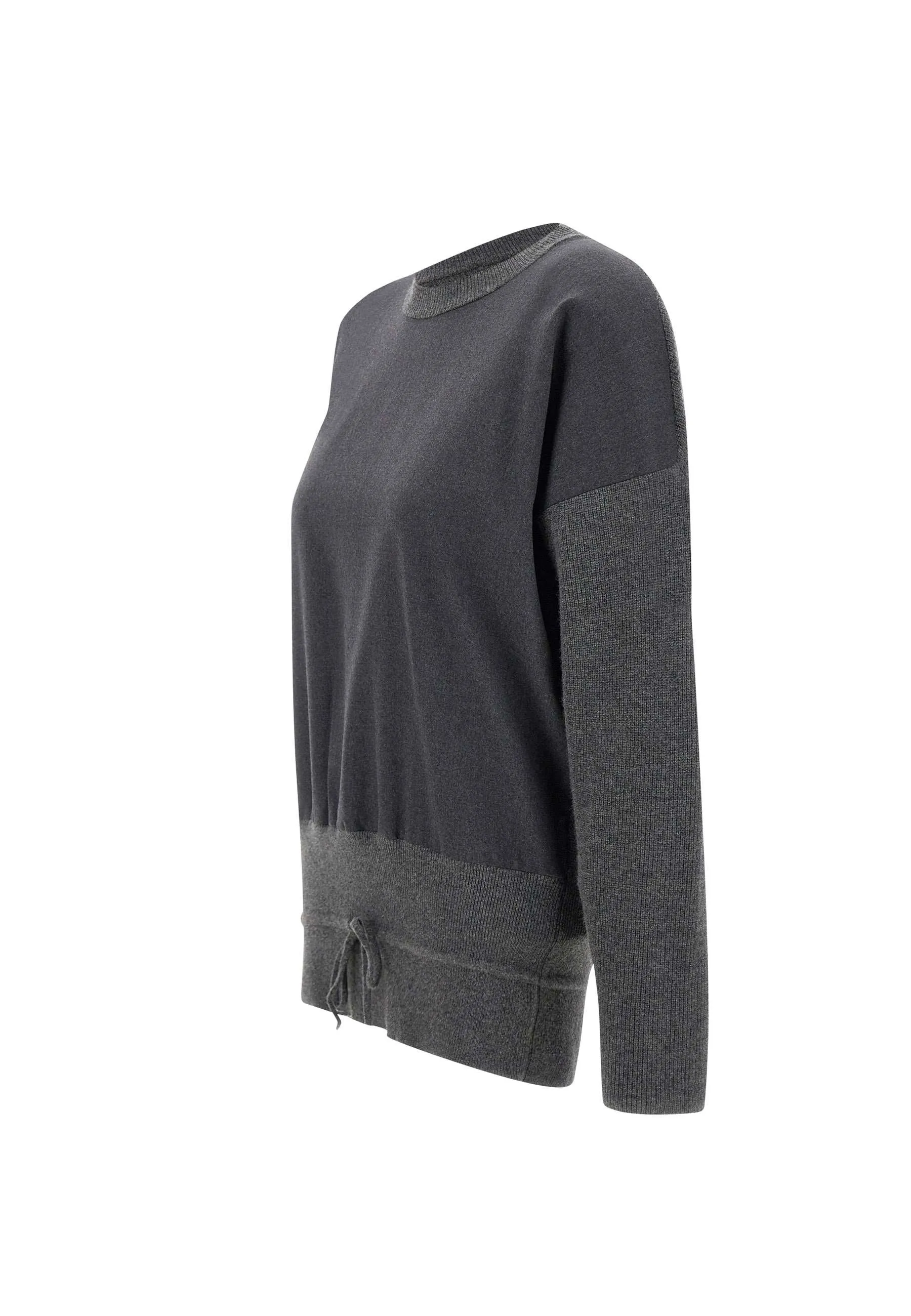 Wool Silk Cashmere Sweater in Smoky Grey