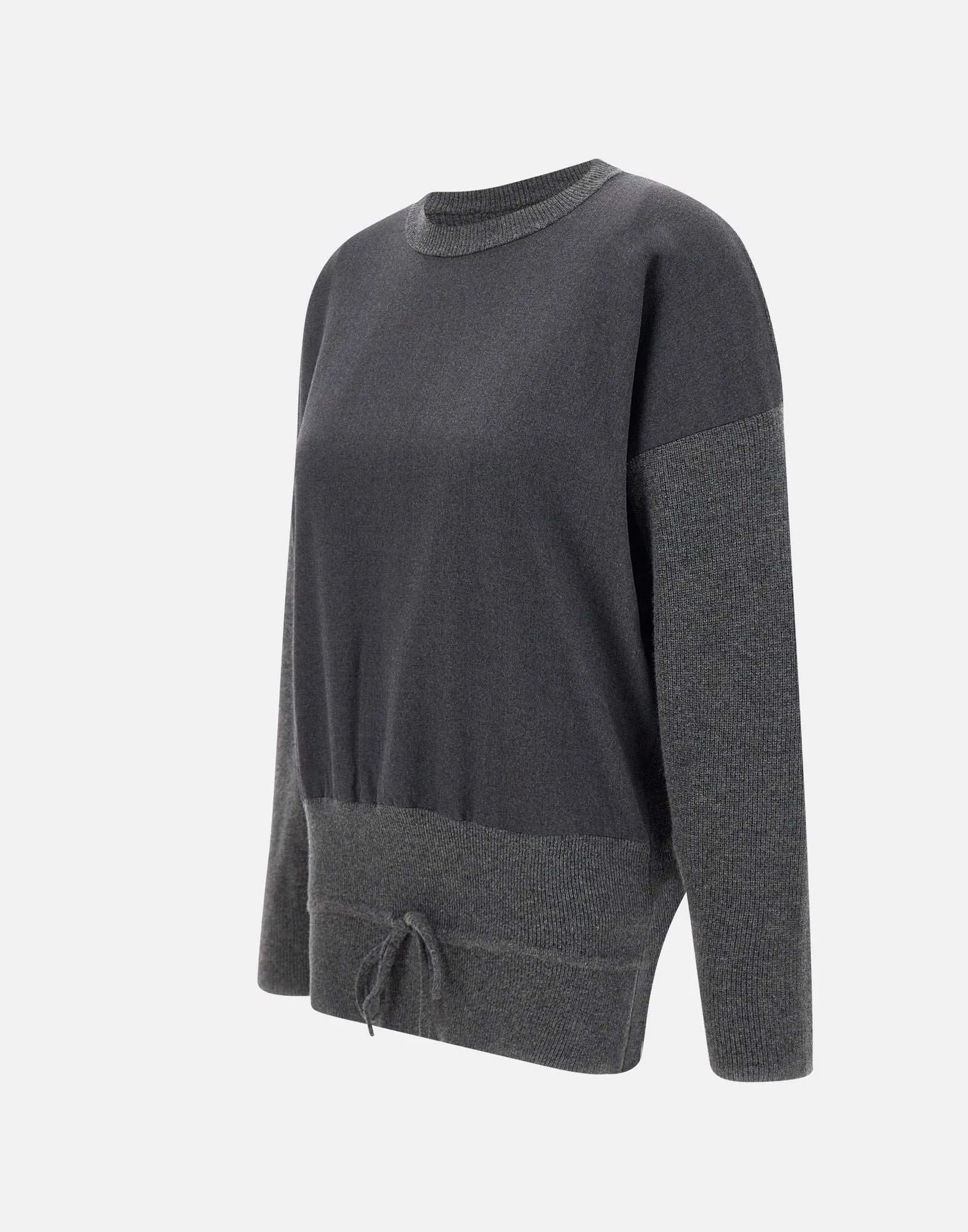 Wool Silk Cashmere Sweater in Smoky Grey