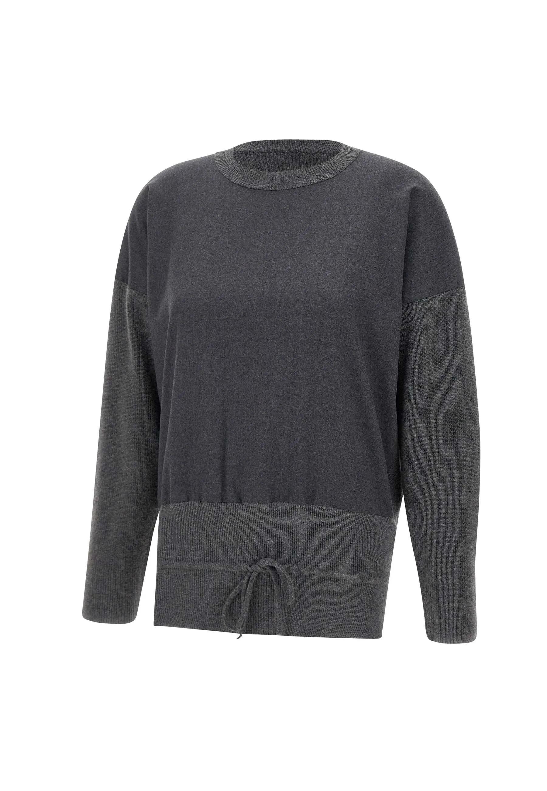 Wool Silk Cashmere Sweater in Smoky Grey