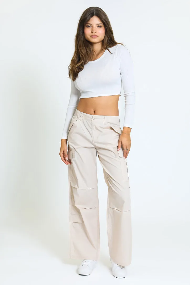 Zoe Wide Leg Cargo Pants - Blush